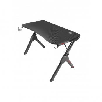 Mars Gaming MGD Mesa Gaming Ergonómica con Soporte para Cascos y Botella, Diseño de Fibra de Carbono, Estructura de Acero, 110 x 60 x 74 cm, Negro