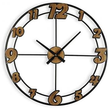 Reloj de Pared Decorativo Versa Hendricks, estilo vintage, medidas 60 x 4,5 x 60 cm, material madera MDF, color marrón y negro