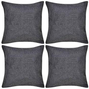 vidaXL 4 fundas antracita para cojines de imitación de lino con dimensiones 80 x 80 cm