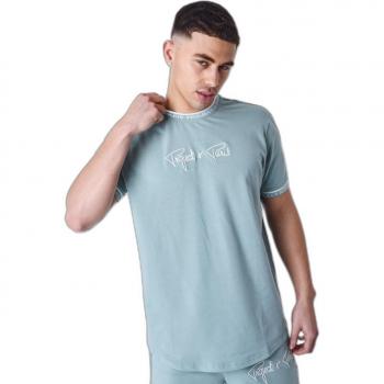 Camiseta Project X Paris con logo bordado en relieve - Color: Azul Verde, Talla: S