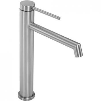 Grifo de lavabo Rea FOSS Brush Nickel High - Mezclador de baño de latón, grifo monomando ajustable en frío y caliente (acero)