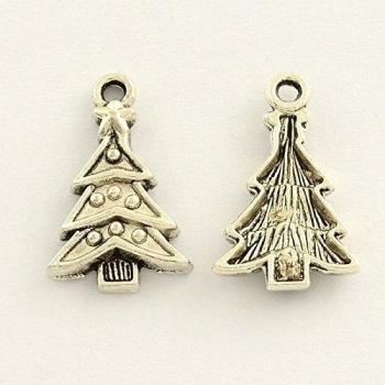 8 x Colgantes de estilo tibetano, color plateado envejecido Árbol de Navidad encanto 23 mm - lb1530