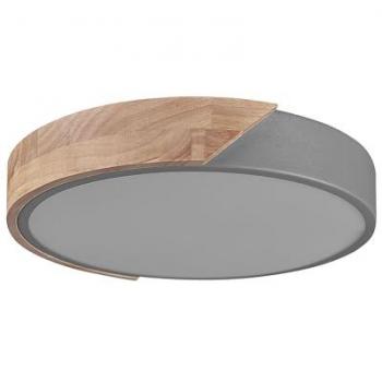 Lámpara de Techo LED Moderna Pattani en Metal Gris y Madera Clara, 1400 lm