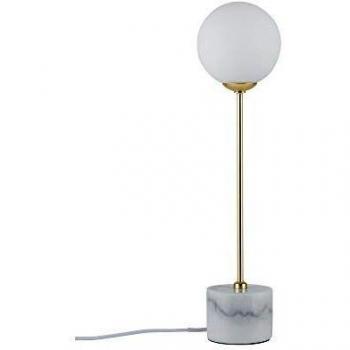 Lámpara de Mesa Paulmann Neordic Moa con Base de Mármol, Blanco y Oro Mate, G9 Máx. 10W