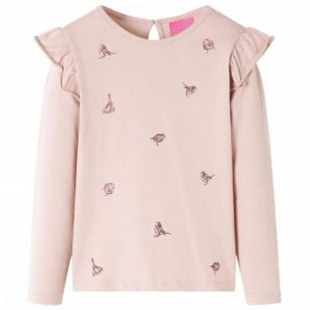 Camiseta Infantil de Manga Larga Estampado de Gorriones Rosa 92