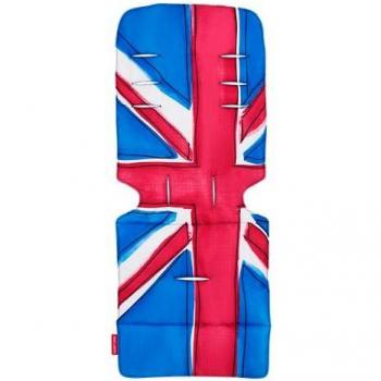 Maclaren colchoneta universal para asiento - Union Jack Princess Blue, Accesorio de doble cara fácil de poner y quitar en todas las sillas de paseo tipo paraguas, Transpirable y lavable en lavadora