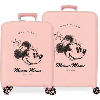 Disney Juego de Maletas Rígidas Minnie Heart para Mujer con Capacidad de 126L, Color Rosa