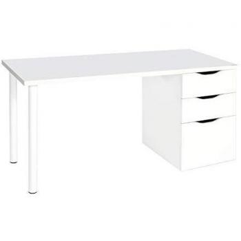 Habitdesign 004604BO - Mesa ordenador escritorio reversible, color Blanco Brillo, medidas: 138x74x60 cm de fondo