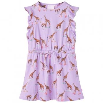 Vestido infantil mangas con volantes cordón lila 116