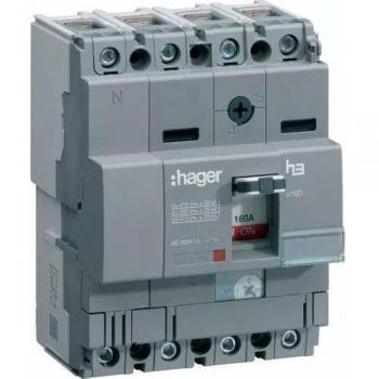 Hager Sistemas HHA101H Interruptor Automático de Caja Moldeada X160, 4P4D, 25Ka, 100A, Tm Regulable/Fijo