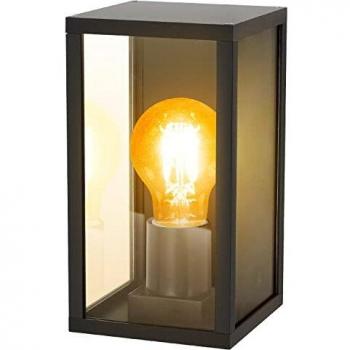 Aigostar Lámpara de exterior rectangular,impermeabilidad IP44 y casquillo gordo 27.Aplique de exterior con pantalla transparente.Lámpara de pared para terrazas,porches