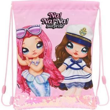 Saco Plano Junior Na!Na!Na! Surprise 'Sparkles' Rosa - Safta, 26x34x1cm