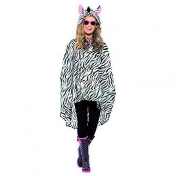 Smiffy'S 43893 Party Poncho De La Cebra Con Bolsa Con Asas, Negro / Blanco, Tamaño Único