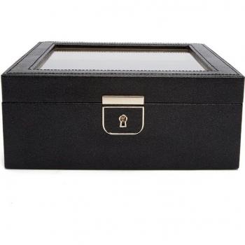 Wolf 1934 Palermo Black Watch Box with Glass Lid