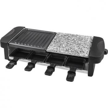 Küken 33998 Raclette Grill con Piedra y Plancha Antiadherente, Eléctrico, 1200 W, Rectangular, Negro/Gris