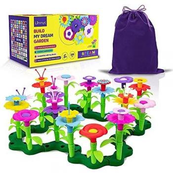 Limmys El Juguete para niñas pequeñas Build My Dream Garden de 105 Piezas – Juguete Stem educacional para niñas de 3 años y adelante – Incluye Bolsa para Guardar de Terciopelo con cordón
