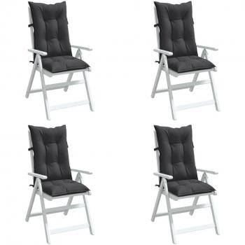 Highback Chair Cushions Set of 4 Anthracite Melange Fabric 120x50x7 cm
