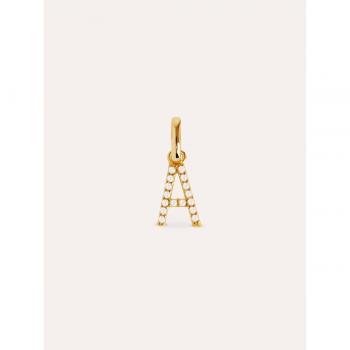 Charm Singularu Letter Spark - Colgante Inicial en Plata de Ley 925 con Acabado Baño de Oro de 18 Kt. - Letra A - Joya para Mujer con Diseño Elegante y Sofisticado