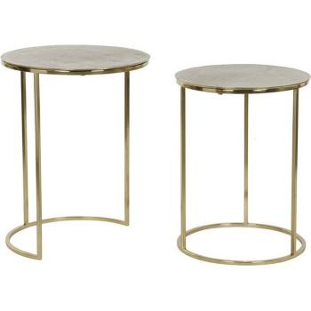 Juego de 2 mesas auxiliares DKD Home Decor Dorado Metal Aluminio 46 x 46 x 58 cm