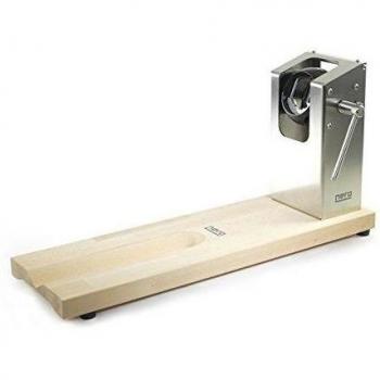 Nero PRIME INOX - Soporte jamonero multiposicionable, base de madera maciza de haya, de acero inoxidable, acabado natural