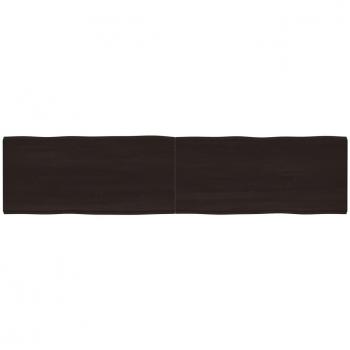Mesa de sobremesa marrón oscuro 220x50x(2-4)cm roble sin tratar, tablero de madera tratada de roble con borde natural gris 220x50x4cm