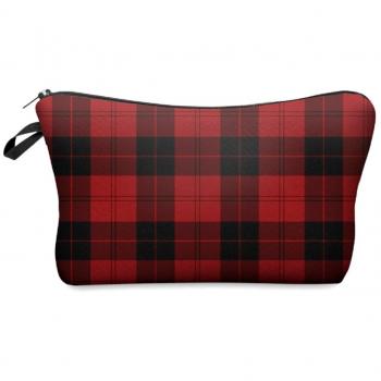 Neceser moderno neceser de maquillaje, bolsa de aseo, impermeable, diseño original impreso para viajes, vacaciones y vida cotidiana, Rot-schwarz