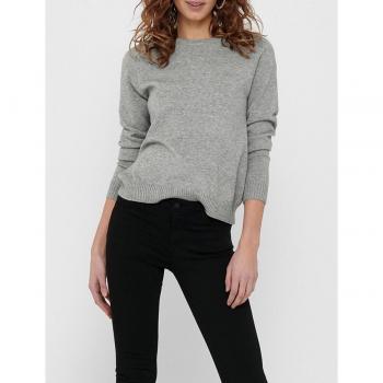 Jersey Only Lesly de mujer manga larga y cuello redondo en color gris melange medio
