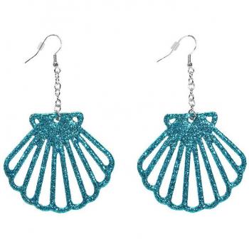 Pendientes Conchas Purpurina Azul