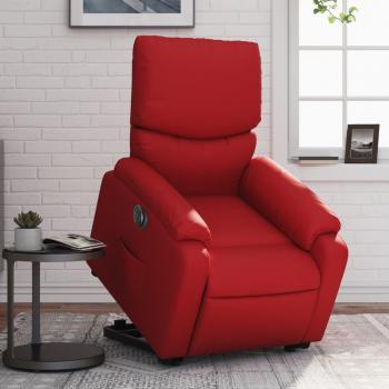 Sillón elevable eléctrico de cuero artificial rojo Vidaxl con función reclinable y tapizado en cuero sintético