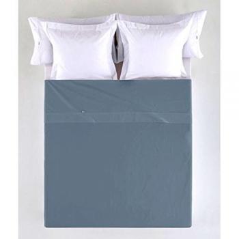 ESTELA - Sábana encimera Combi Liso Cala Color Acero - Cama de 180 cm. - 100% Algodón - 144 Hilos