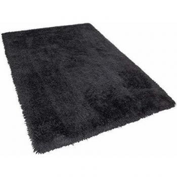 Alfombra Peluda Negra de Pelo Largo Rectangular 200 x 300 cm de Poliéster
