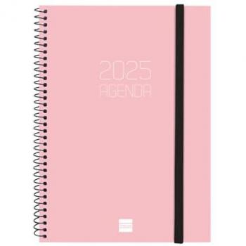 Finocam - Agenda Espiral Beta 2025 Rosa Portugués, Semana Vista Horizontal, Enero 2025 - Diciembre 2025 (12 meses), tamaño E10-155x212 mm