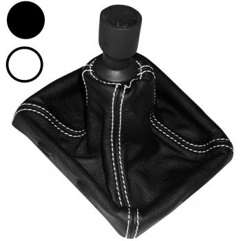 AERZETIX - Funda para palanca de cambios - 100% Piel Genuina - Color de Piel: Negro - Color de Costuras: Blanco