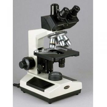 AmScope T420A-DK Professional Compound Trinocular Microscope, 40X-1600X Magnification, WF10x and P16x Eyepieces, Brightfield/Darkfield, Halogen Illumination, Abbe Condenser, Double-Layer Mechanical Stage, 110V-220V Auto-Switching by AmScope