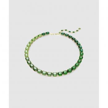 Collar Swarovski Millenia bañado en oro con cristales octogonales en verde.
