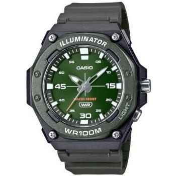 Reloj Casio Analógico de Cuarzo para Hombre con Correa de Resina, Dial Verde, 100M WR, Modelo MW-620H-3AV