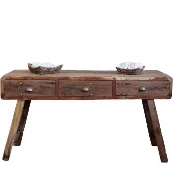 Mesa Consola de Madera Reciclada - Marrón - 150x50x80cm