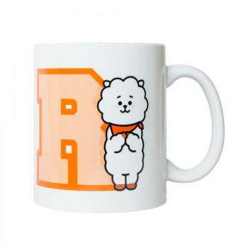 Taza de desayuno BT21 RJ Erik blanco y naranja con licencia oficial