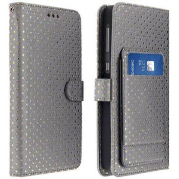 Funda Billetera Universal para Smartphones de 5.5'' a 6.0'' con Soporte y Espejo - Plata