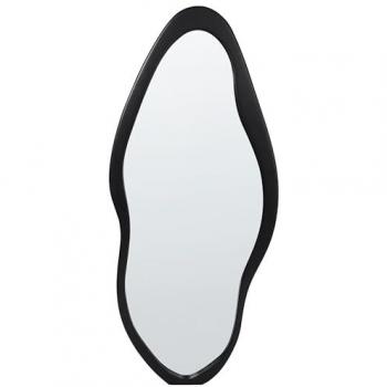Espejo de Pared Moderno 180 cm Negro con Marco Irregular de Madera de Paulownia y Ganchos