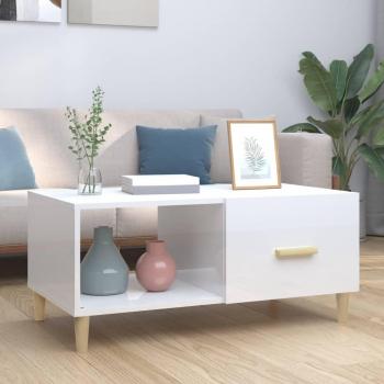 Mesa de centro vidaXL madera contrachapada blanco brillo 89,5x50x40 cm