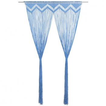 Cortina de macramé azul 140x240 cm en algodón