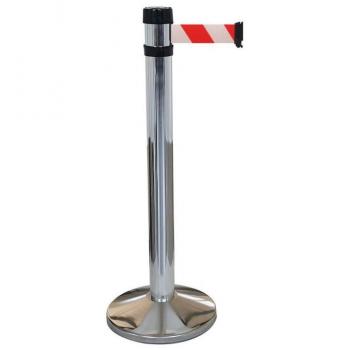 Poste separador de aluminio con cinta roja/blanca 4,3m - Ø80 METALWORKS 758159527 RS4SRRB