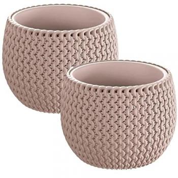 Pack 2 Macetas Redondas WELLHOME con Depósito de Plástico Color Mocca 23,9x23,9x16,1 cm - Splofy Bowl
