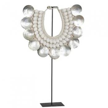 Figura Decorativa Romimex Blanco Collar de Conchas 36 x 32 x 2 cm