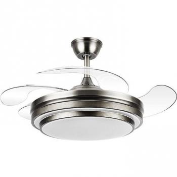 Ventilador DC Ibe Niquel con Aspas Retráctiles y Control Remoto