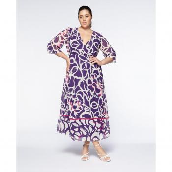 Vestido largo estampado con escote de pico cruzado