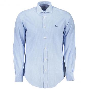 Elegant Light Blue Narrow Fit Shirt - XXL, Harmont & Blaine, Casual Shirts, Male, Multicolor, Size: 2XL Blue Cotton Shirt with French Collar