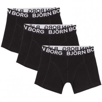 Bjorn Borg Boys' Core Boxer Trunks 3-Pack - Black Cotton/Elastane, Size 6-8 Years