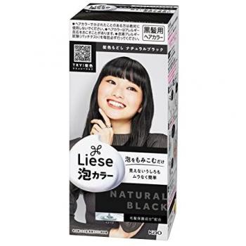 Kao Liese Creamy Bubble Color Natural Black Hair Dye - 108mL Quasi-Drug Restoration Formula